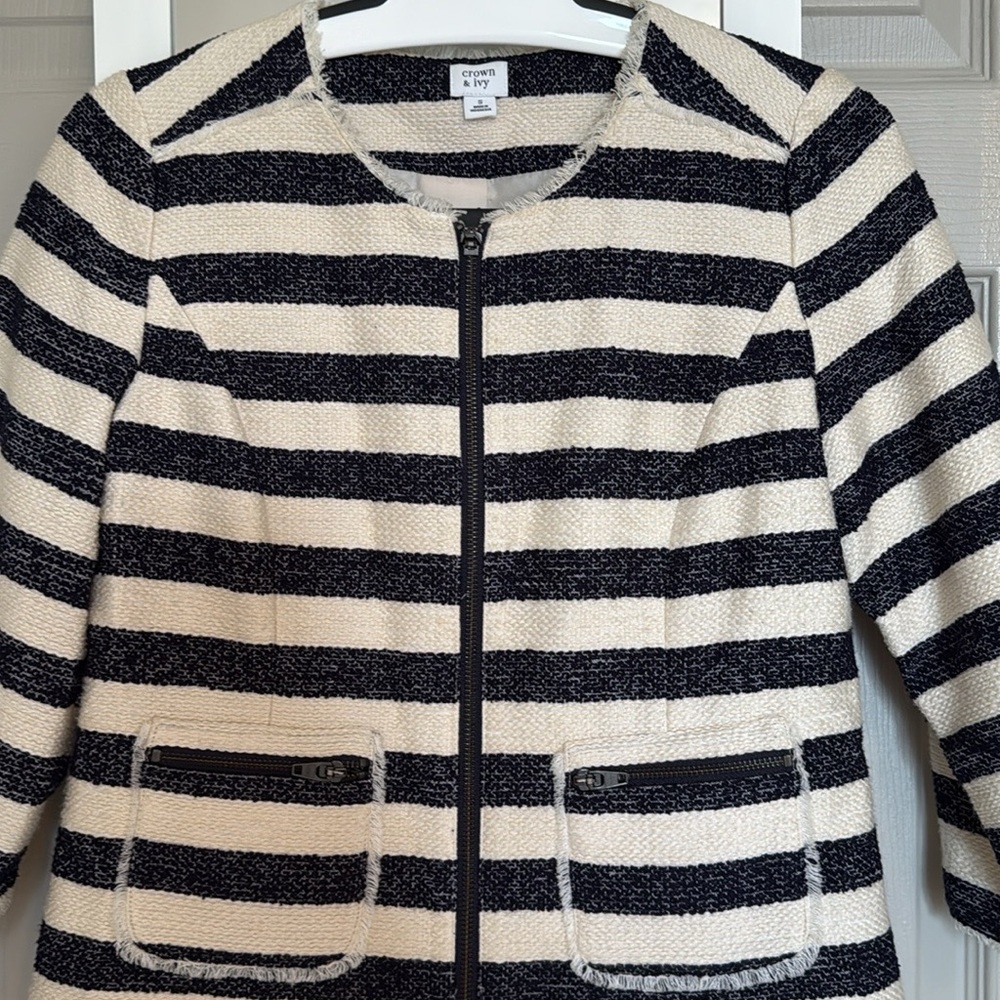 Chic Striped Navy and White Jacket.